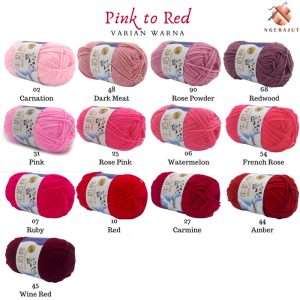 Benang Rajut Katun Milk Cotton - Varian Warna Pink Merah 1